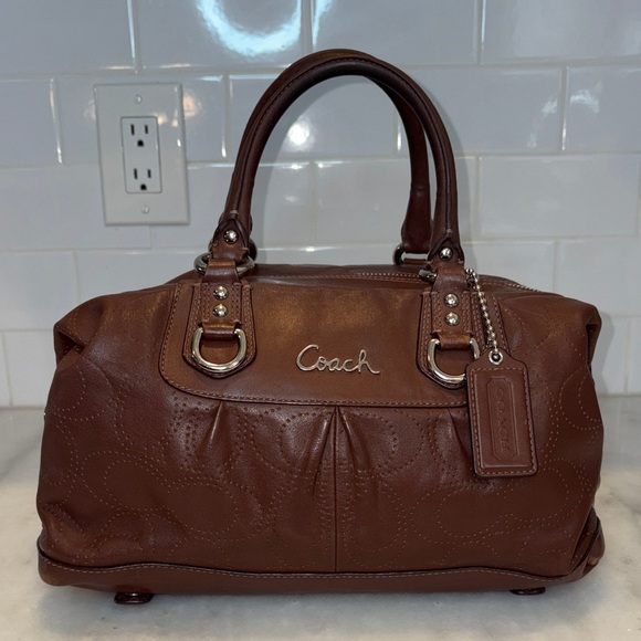 Coach Ashley Perforated Leather Satchel Handbag - HTF - Picture 1 of 16